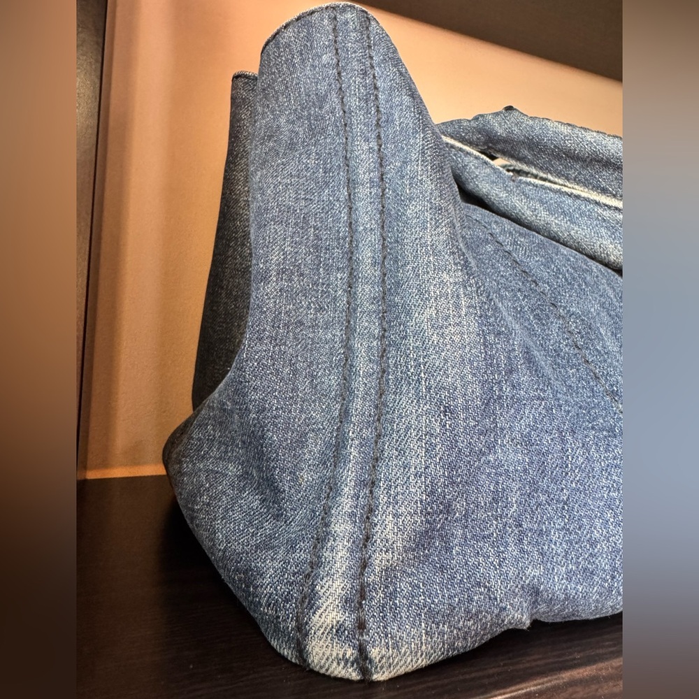 PRADA Medium Canapa Blue Denim Tote Bag - Picture 5 of 12
